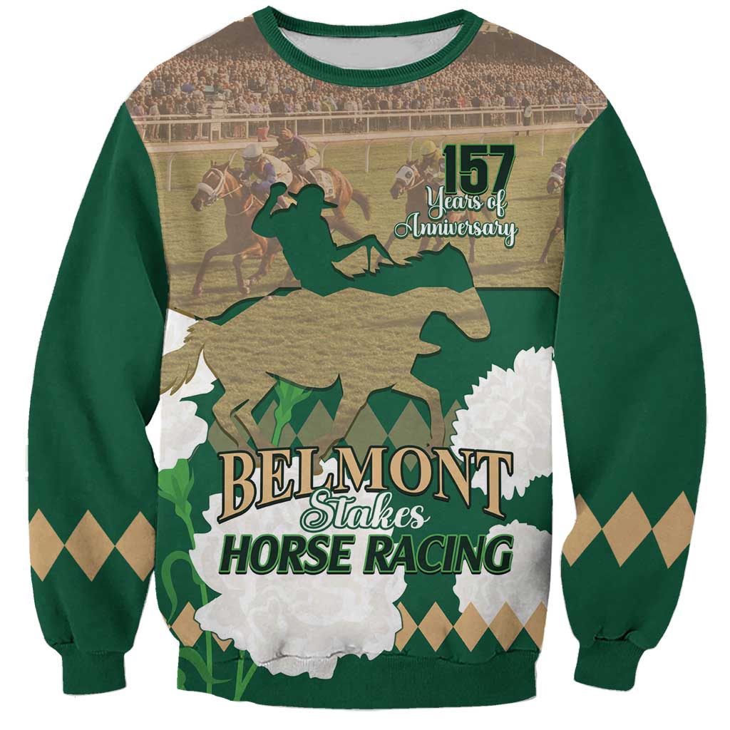 Personalized Belmont Horse Racing Sweatshirt 157th Anniversary Run For The Carnations