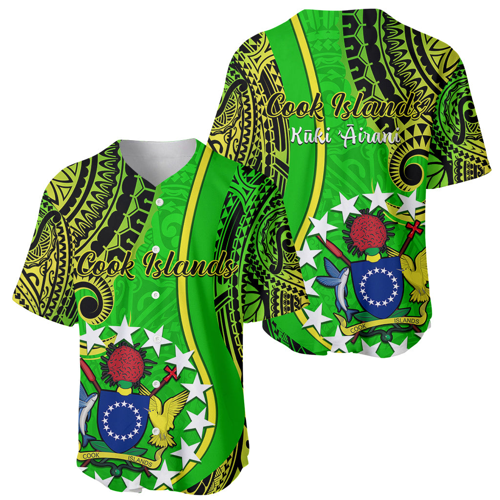 Polynesian Pride Cook Islands Baseball Jersey Kuki Airani Coat Of Arms - Wonder Print Shop