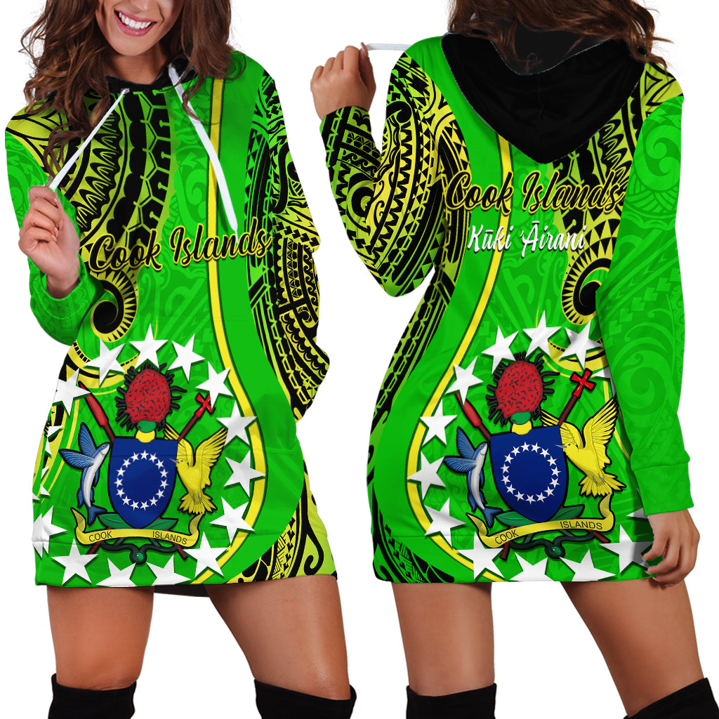 Polynesian Pride Cook Islands Hoodie Dress Kuki Airani Coat Of Arms - Wonder Print Shop