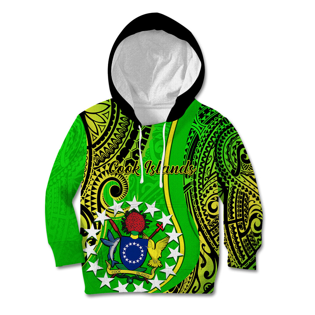 Polynesian Pride Cook Islands Kid Hoodie Kuki Airani Coat Of Arms - Wonder Print Shop