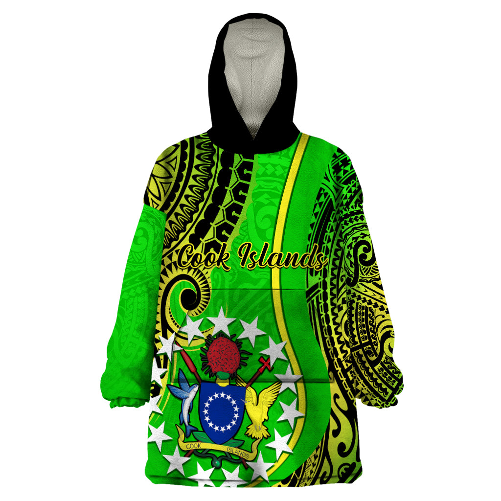 Polynesian Pride Cook Islands Wearable Blanket Hoodie Kuki Airani Coat Of Arms - Wonder Print Shop