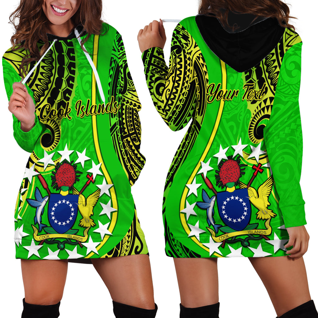 Personalised Cook Islands Hoodie Dress Kuki Airani Coat Of Arms - Wonder Print Shop