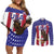 Custom USA 2024 Cricket Couples Matching Off Shoulder Short Dress and Long Sleeve Button Shirt Go Champions Eagles - Wonder Print Shop