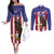 Custom USA 2024 Cricket Couples Matching Off The Shoulder Long Sleeve Dress and Long Sleeve Button Shirt Go Champions Eagles