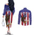 Custom USA 2024 Cricket Couples Matching Off The Shoulder Long Sleeve Dress and Long Sleeve Button Shirt Go Champions Eagles