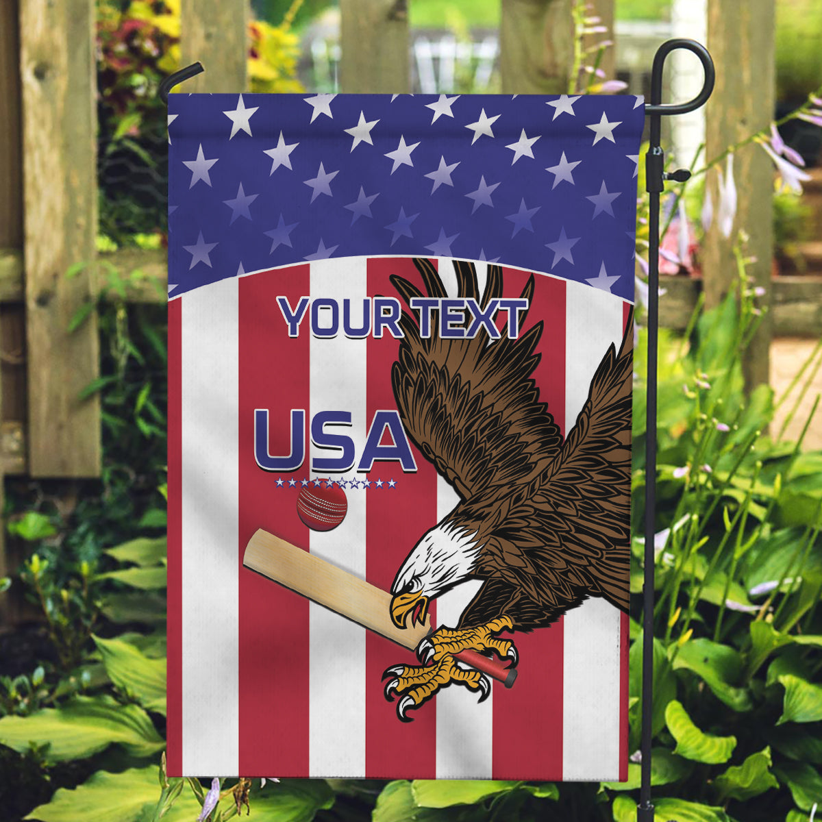 Custom USA 2024 Cricket Garden Flag Go Champions Eagles - Wonder Print Shop