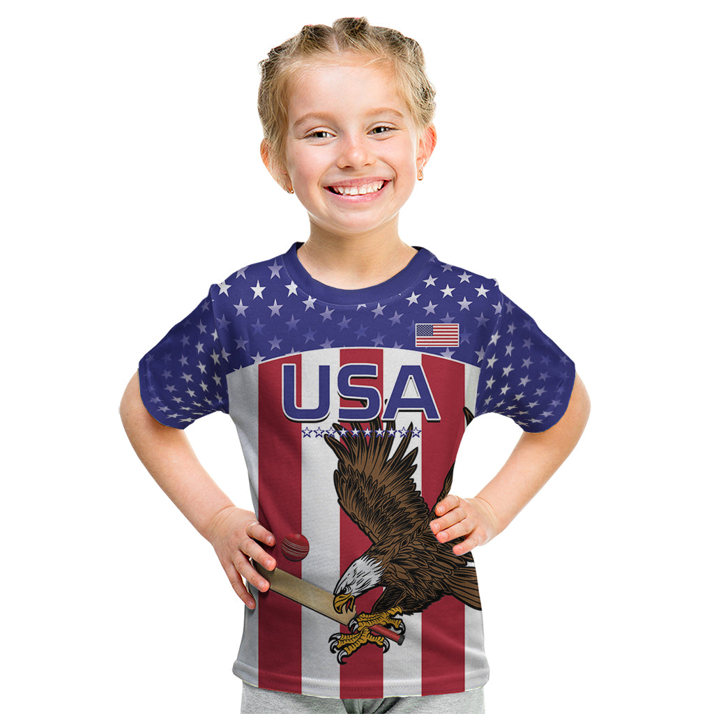 Custom USA 2024 Cricket Kid T Shirt Go Champions Eagles - Wonder Print Shop