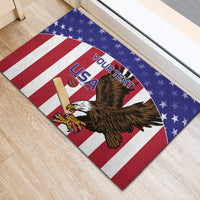 Rectangular rubber doormat with USA eagle graphic, stars and stripes, custom text