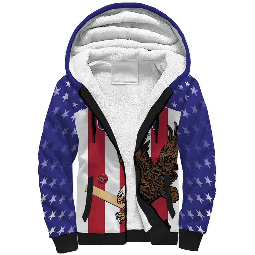 Custom USA 2024 Cricket Sherpa Hoodie Go Champions Eagles