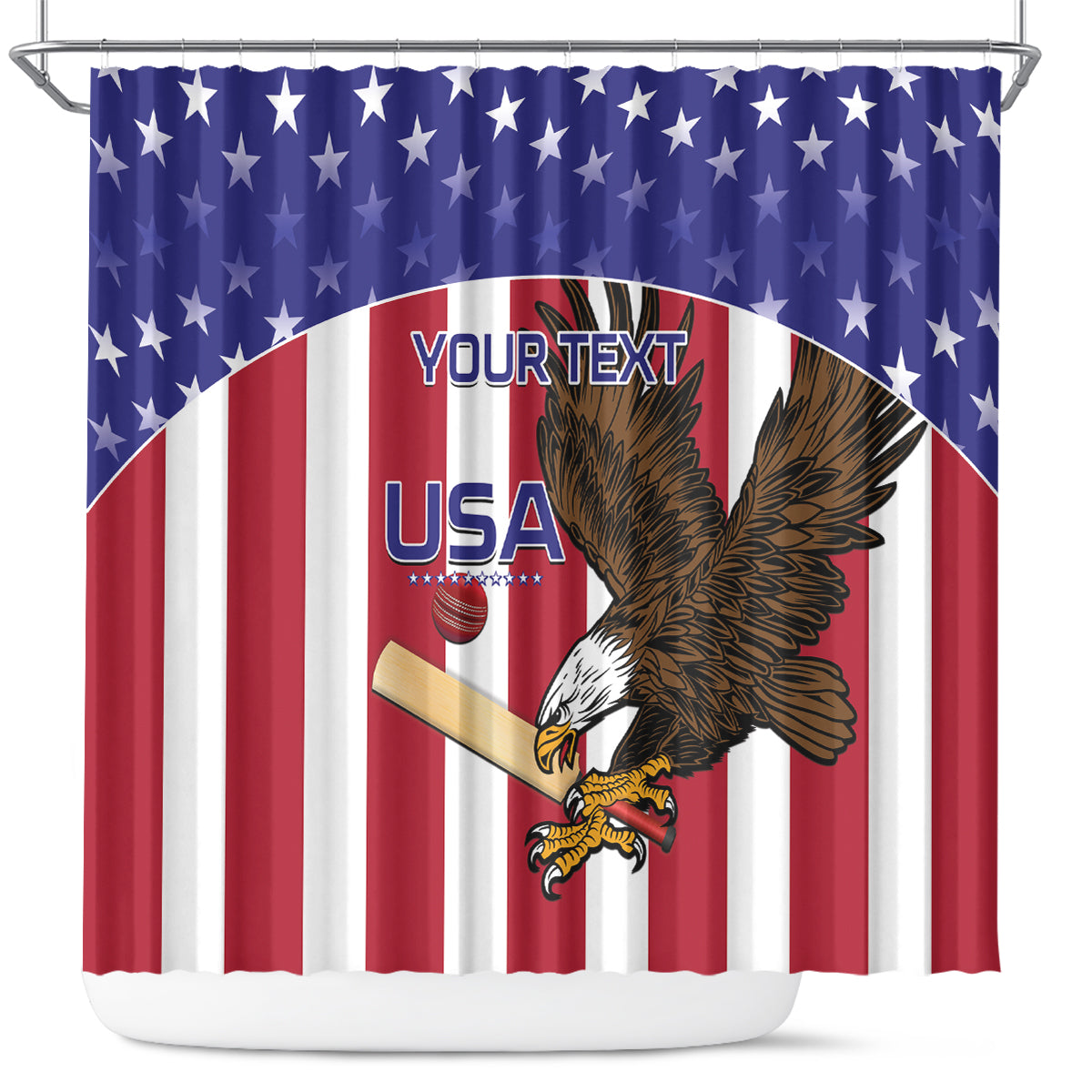 Custom USA 2024 Cricket Shower Curtain Go Champions Eagles