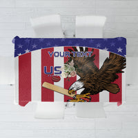 Red, white and blue cricket tablecloth with eagle and stars, custom printed design
