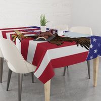 Cricket tablecloth with USA flags design, eagle and stars across the table