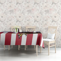 USA-themed cricket tablecloth with red striped center and blue star corner accents