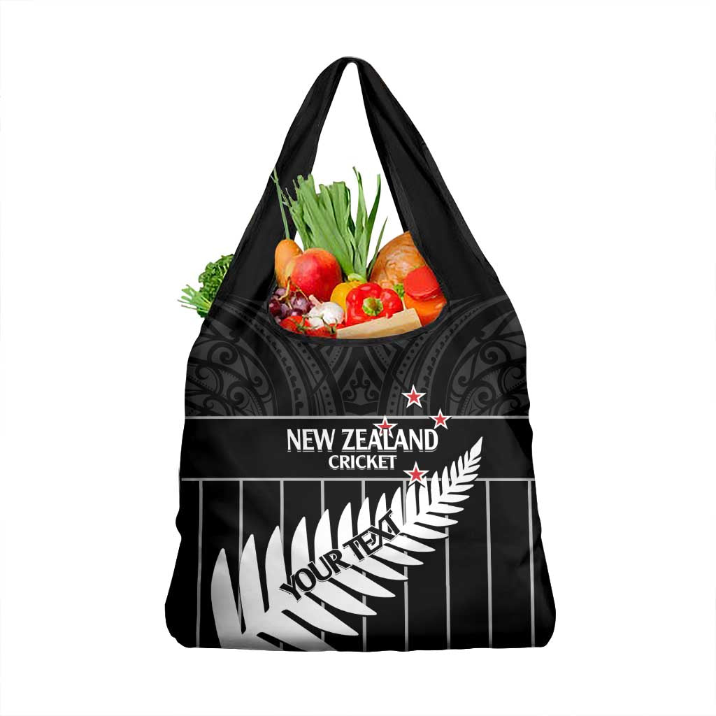 Custom New Zealand Silver Fern Cricket Grocery Bag Aotearoa Maori Go Black Cap