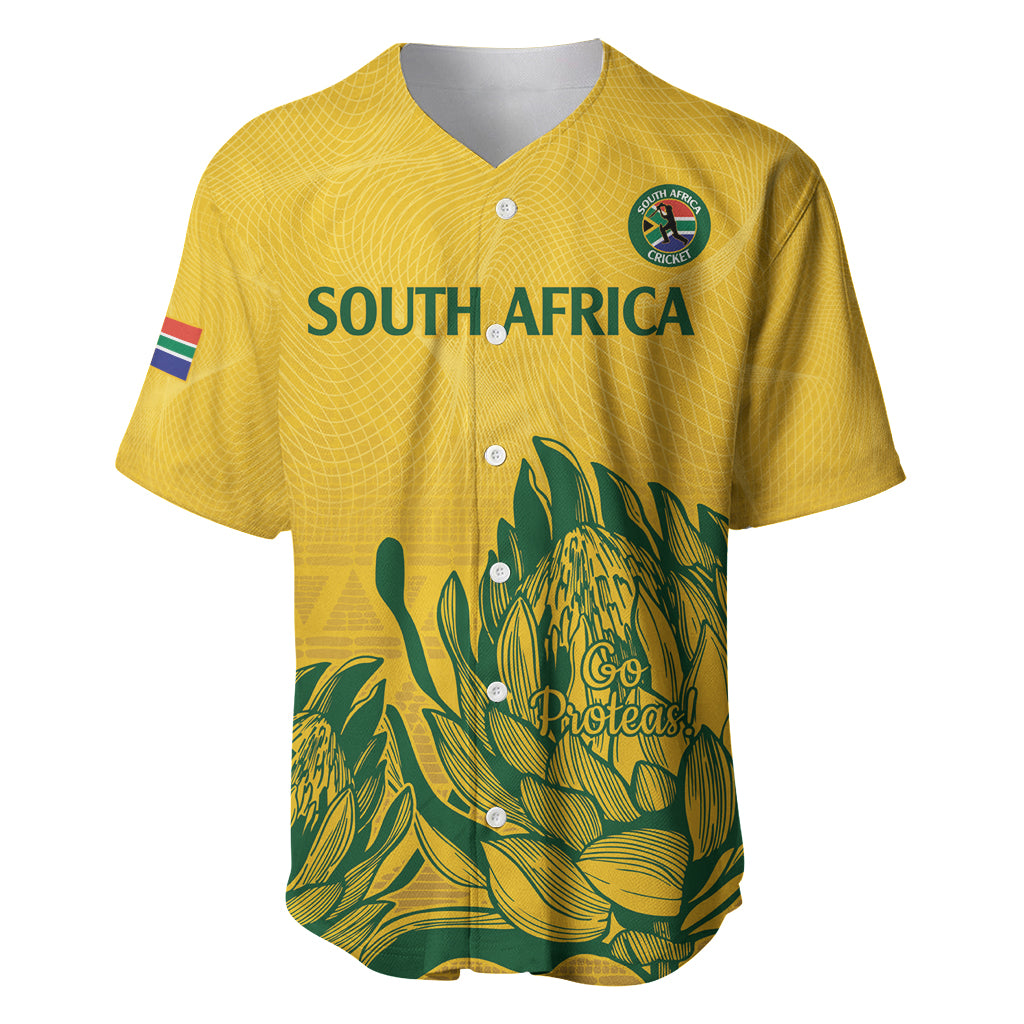 Custom South Africa Cricket Baseball Jersey 2024 African Pattern Go Proteas - Wonder Print Shop