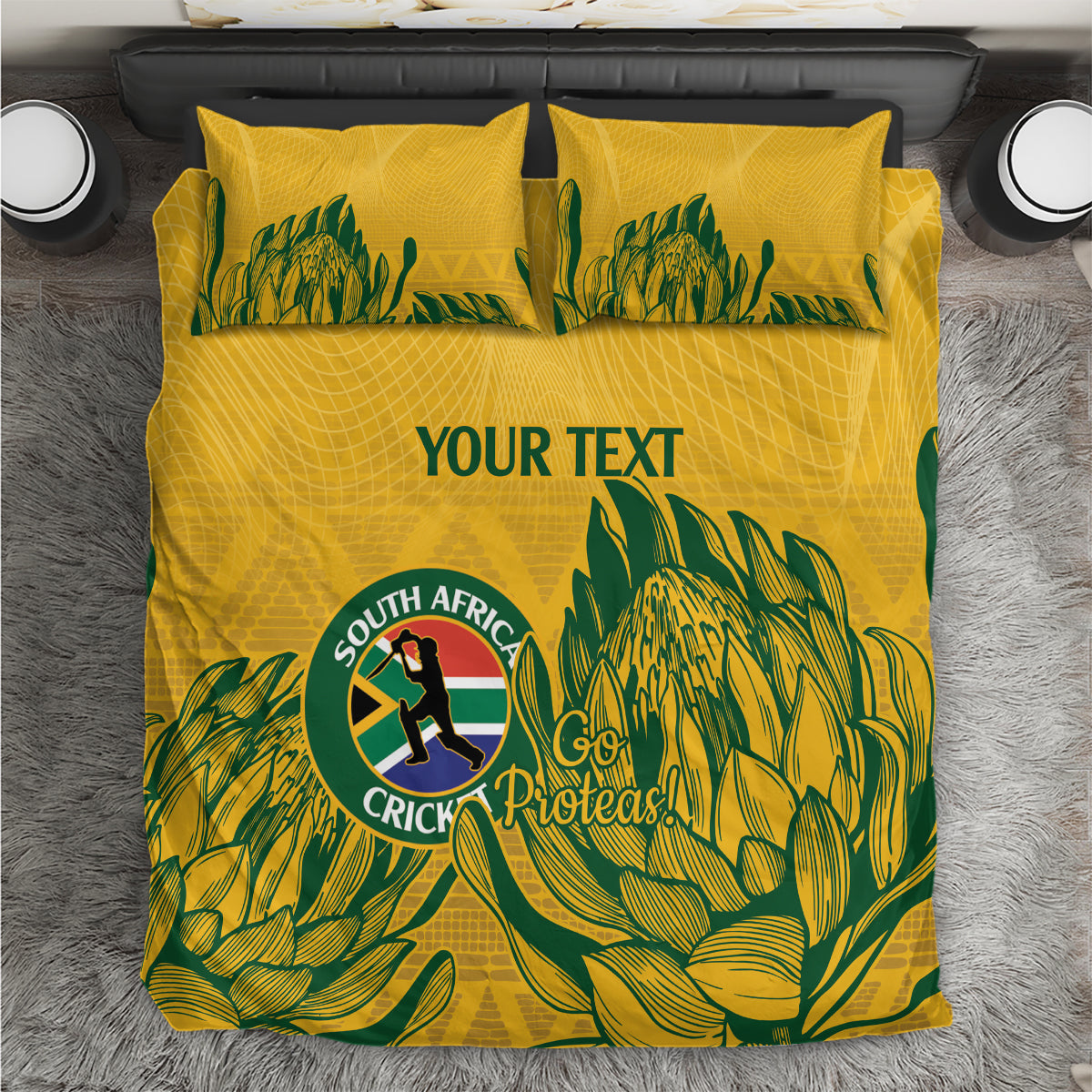 Custom South Africa Cricket Bedding Set 2024 African Pattern Go Proteas - Wonder Print Shop