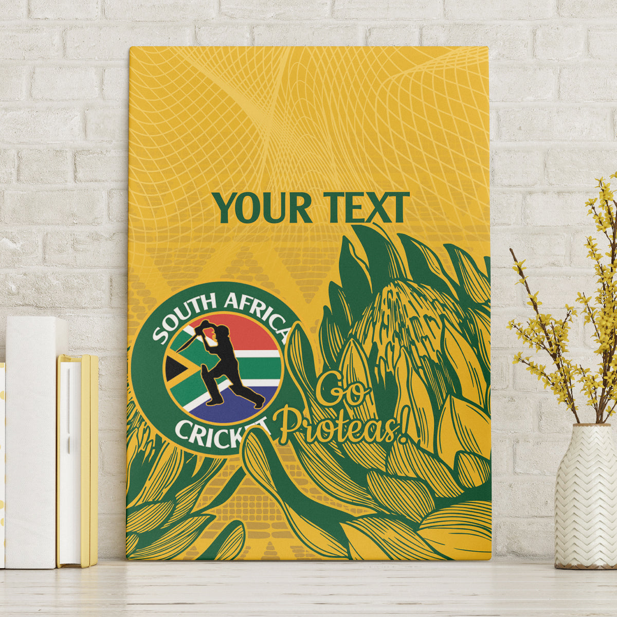 Custom South Africa Cricket Canvas Wall Art 2024 African Pattern Go Proteas - Wonder Print Shop