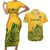 Custom South Africa Cricket Couples Matching Short Sleeve Bodycon Dress and Hawaiian Shirt 2024 African Pattern Go Proteas - Wonder Print Shop