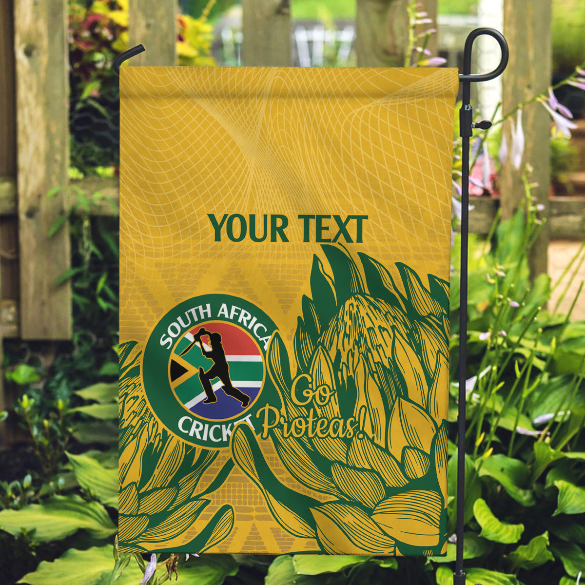 Custom South Africa Cricket Garden Flag 2024 African Pattern Go Proteas - Wonder Print Shop