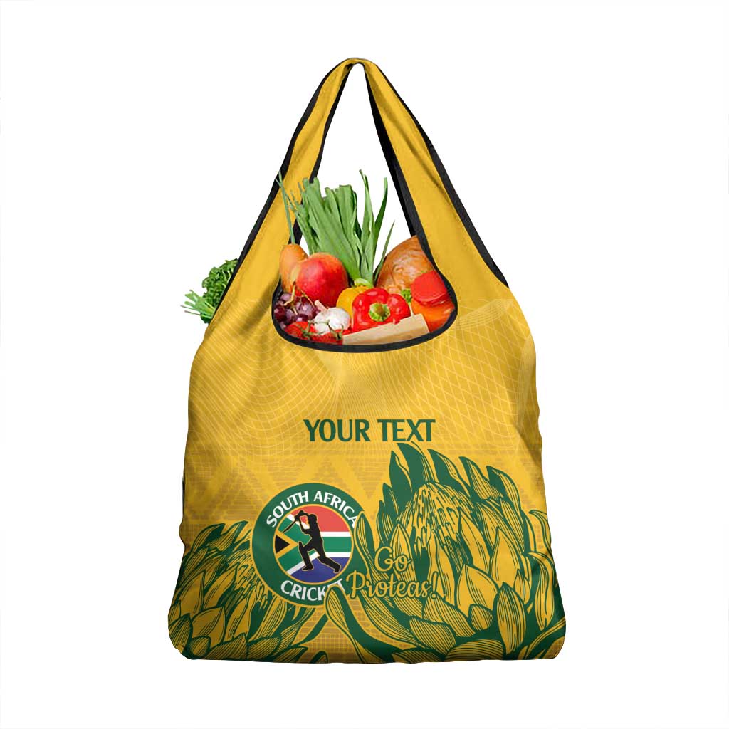 Custom South Africa Cricket Grocery Bag African Pattern Go Proteas