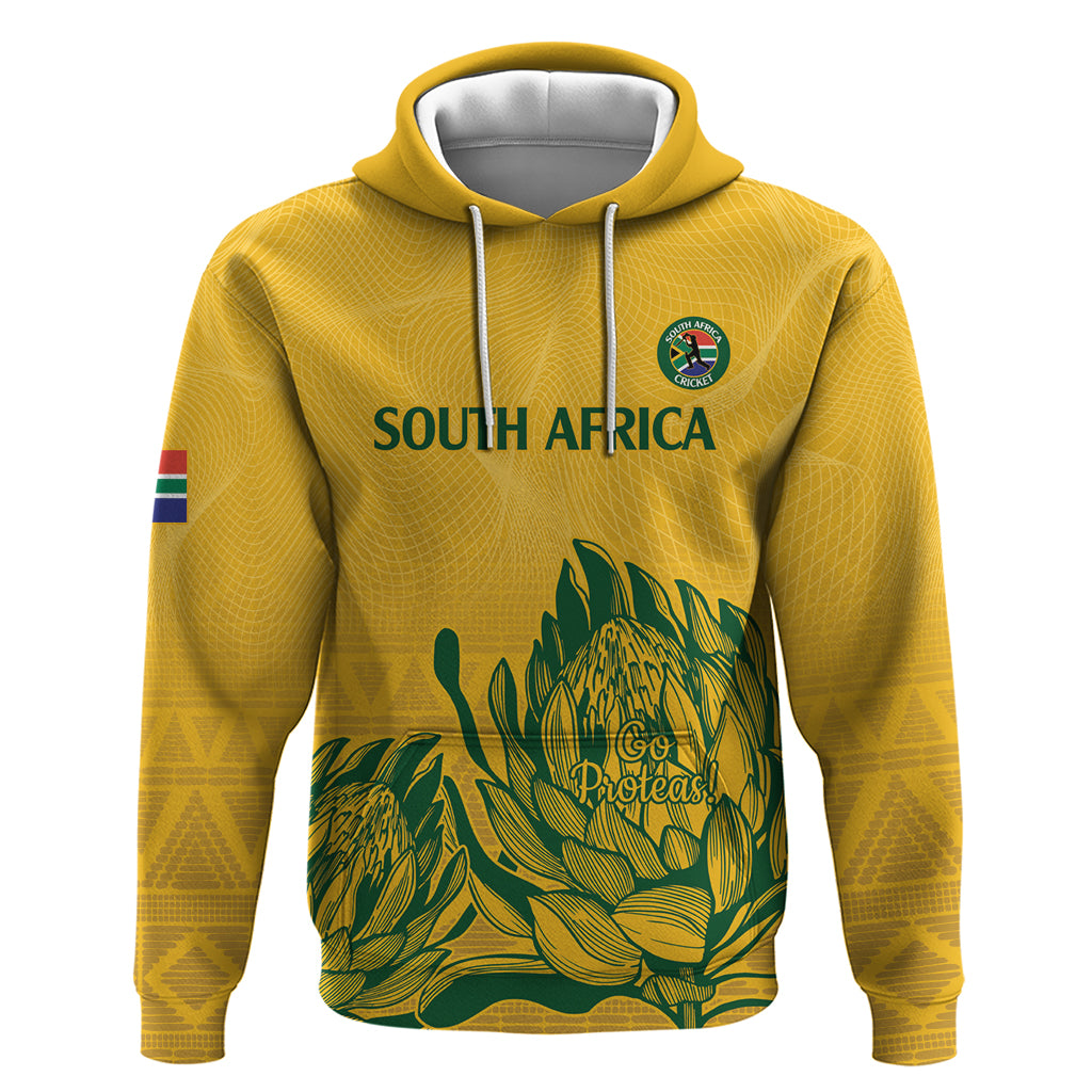 Custom South Africa Cricket Hoodie 2024 African Pattern Go Proteas - Wonder Print Shop