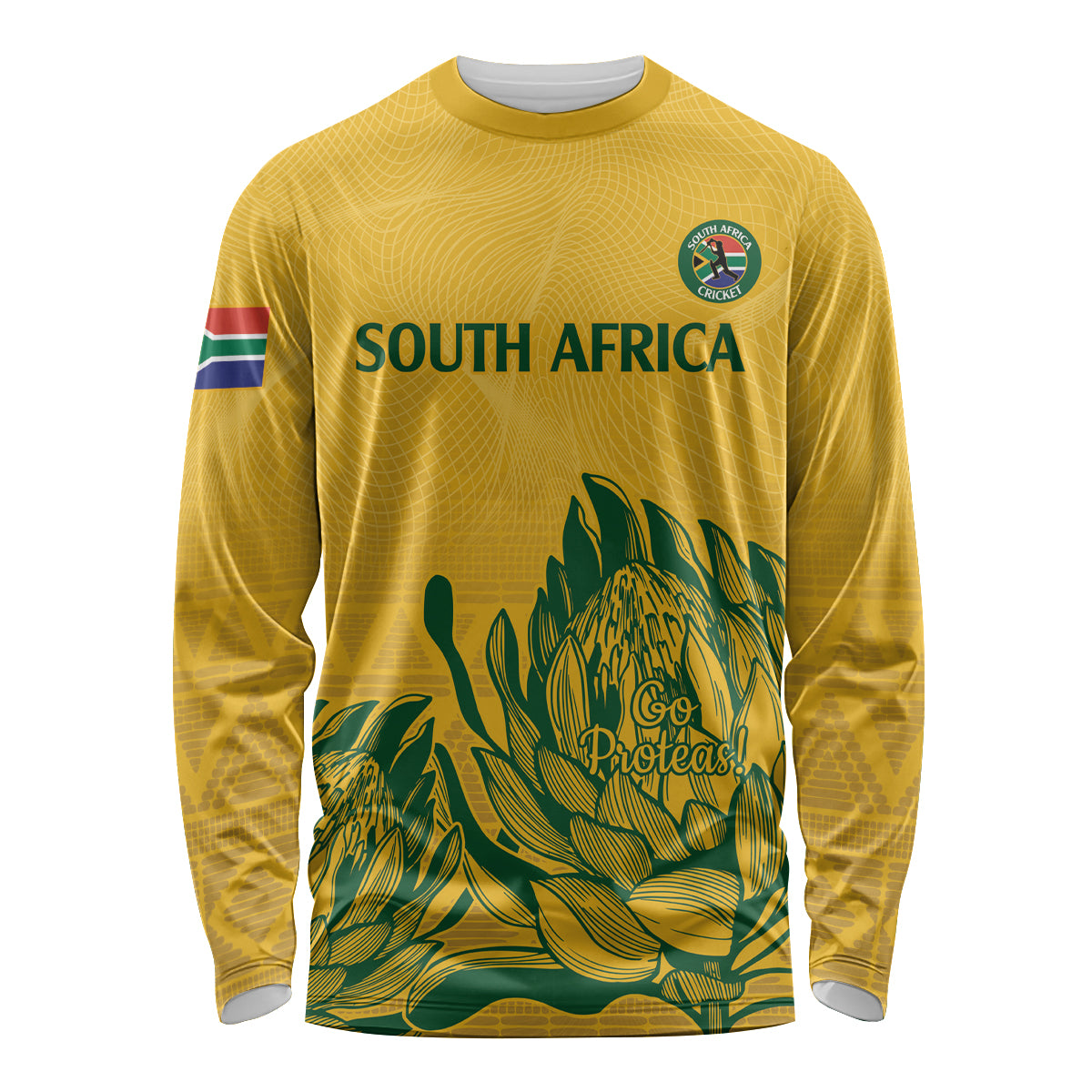 Custom South Africa Cricket Long Sleeve Shirt 2024 African Pattern Go Proteas - Wonder Print Shop