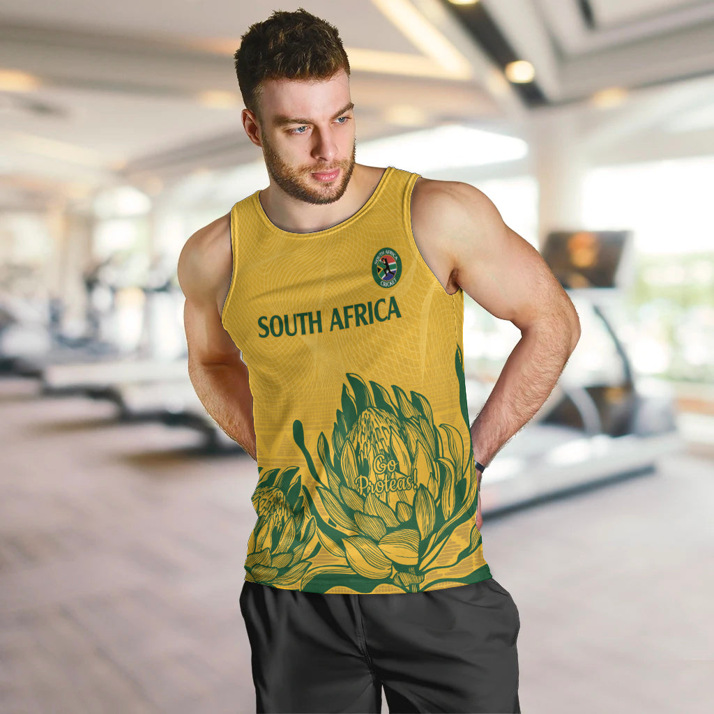 Custom South Africa Cricket Men Tank Top 2024 African Pattern Go Proteas - Wonder Print Shop