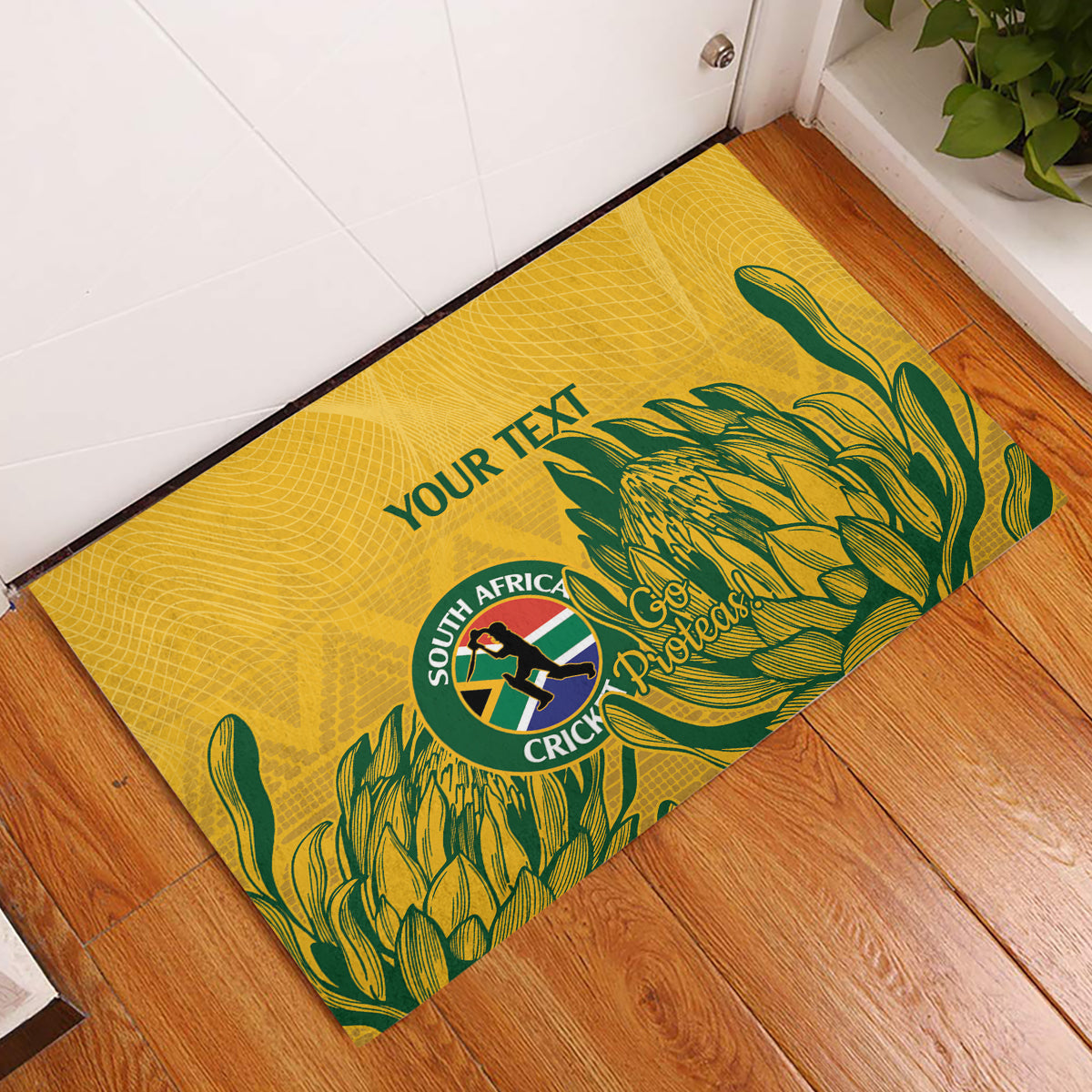 Custom South Africa Cricket Rubber Doormat 2024 African Pattern Go Proteas