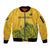 Custom South Africa Cricket Sleeve Zip Bomber Jacket 2024 African Pattern Go Proteas - Wonder Print Shop