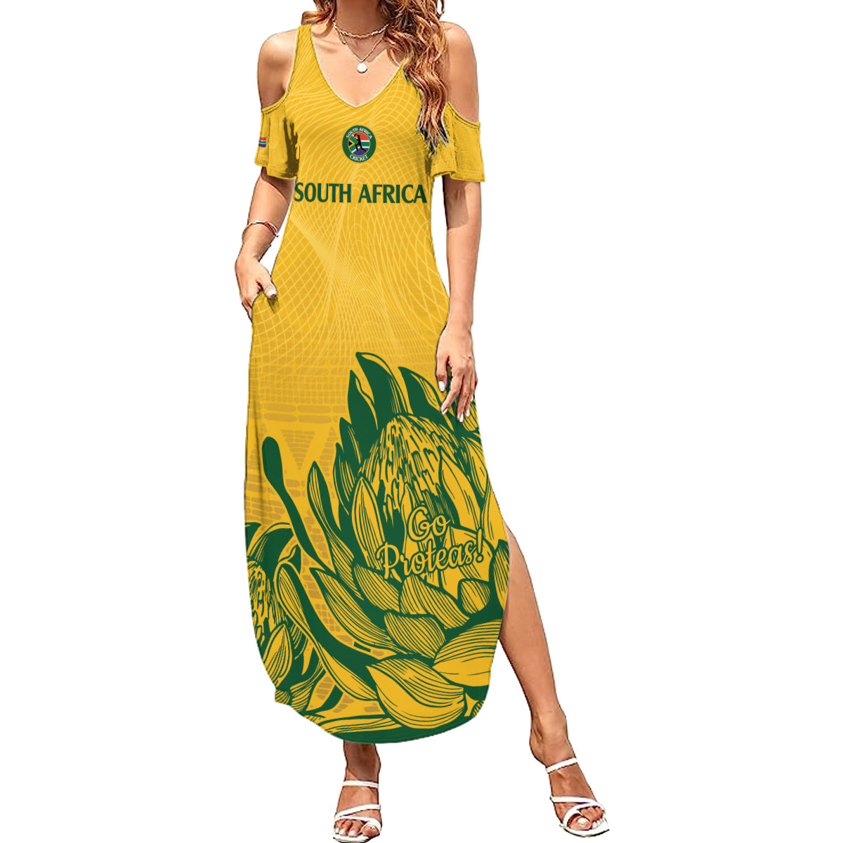 Custom South Africa Cricket Summer Maxi Dress 2024 African Pattern Go Proteas