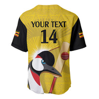 Yellow cricket baseball jersey back with black sleeves, YOUR TEXT 14