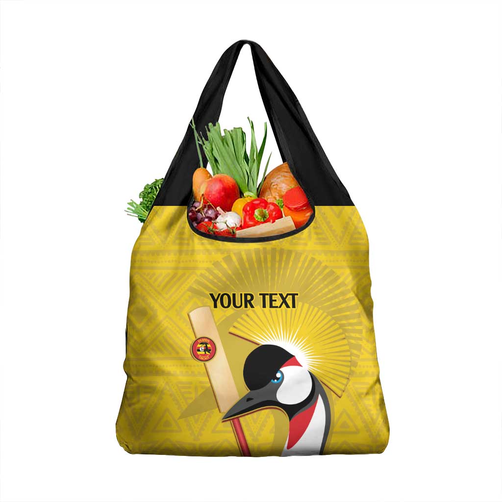 Custom Uganda Cricket Grocery Bag Ugandan Grey Crowned Crane