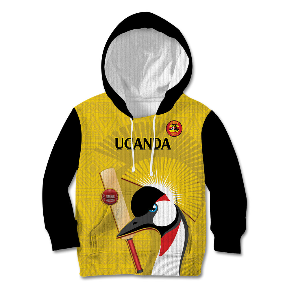 Custom Uganda Cricket Kid Hoodie Ugandan Grey Crowned Crane - Wonder Print Shop