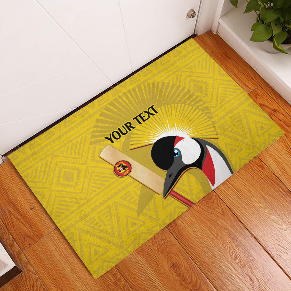 Custom Uganda Cricket Rubber Doormat Ugandan Grey Crowned Crane - Wonder Print Shop