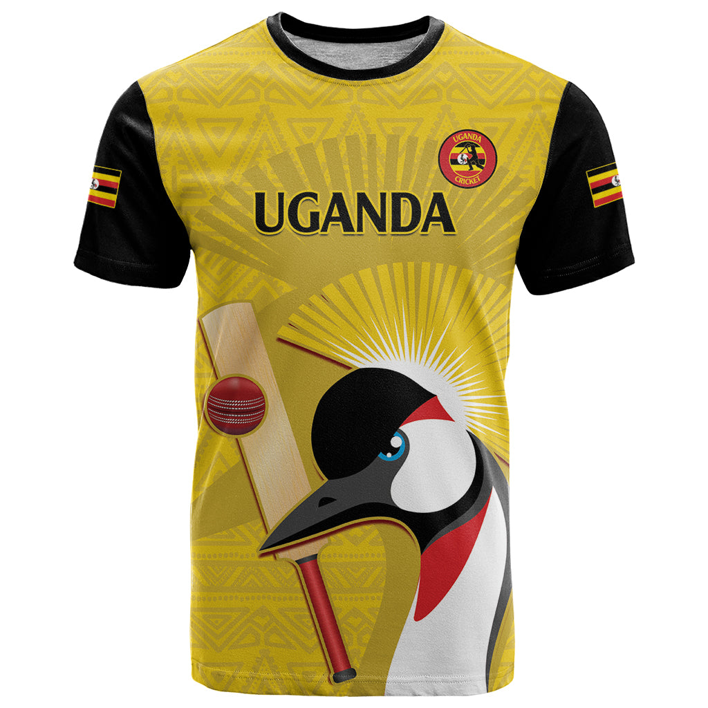 Custom Uganda Cricket T Shirt Ugandan Grey Crowned Crane - Wonder Print Shop