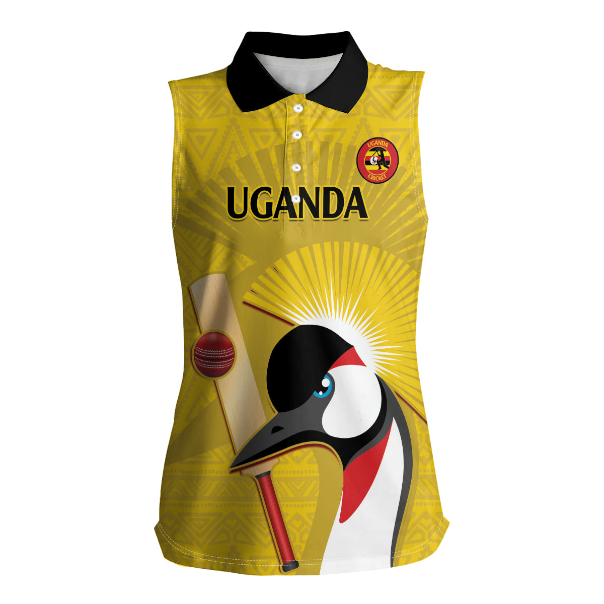 Custom Uganda Cricket Women Sleeveless Polo Shirt Ugandan Grey Crowned Crane - Wonder Print Shop