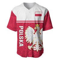 Poland baseball jersey with red and white design, Polish flag patch, eagle crest
