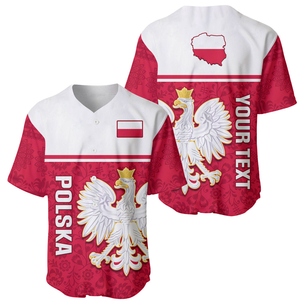 Poland baseball jersey set: front and back views with red/white eagle crest and lettering