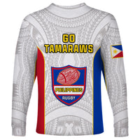 White long-sleeve rugby shirt with Go Tamaraws text and Philippines Rugby crest