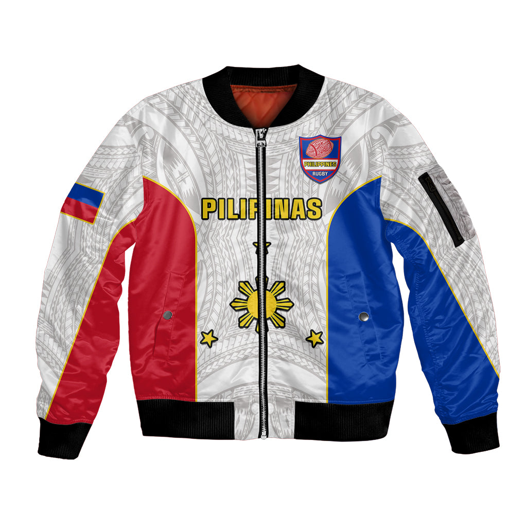 Personalised Philippines Rugby Sleeve Zip Bomber Jacket Pacific Pilipinas Go Tamaraws - Wonder Print Shop