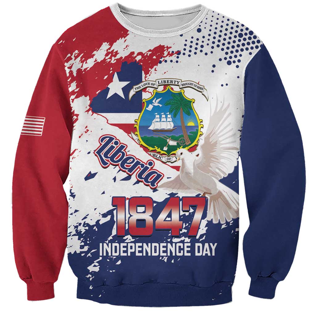 Liberia 1847 Independence Day Sweatshirt Coat Of Arms Grunge Style