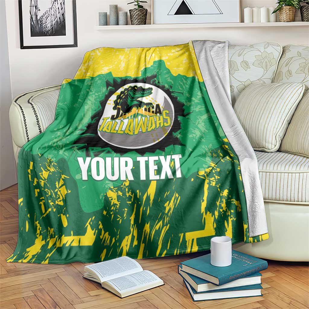 Custom Jamaica Cricket Blanket Go Champions Tallawahs Grunge Style