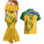 Custom South Africa Cricket Couples Matching Mermaid Dress and Hawaiian Shirt Go Champions World Cup Proteas - Wonder Print Shop