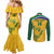 Custom South Africa Cricket Couples Matching Mermaid Dress and Long Sleeve Button Shirt Go Champions World Cup Proteas