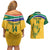 Custom South Africa Cricket Couples Matching Off Shoulder Short Dress and Hawaiian Shirt Go Champions World Cup Proteas - Wonder Print Shop