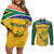 Custom South Africa Cricket Couples Matching Off Shoulder Short Dress and Long Sleeve Button Shirt Go Champions World Cup Proteas - Wonder Print Shop