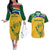 Custom South Africa Cricket Couples Matching Off The Shoulder Long Sleeve Dress and Hawaiian Shirt Go Champions World Cup Proteas - Wonder Print Shop