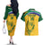 Custom South Africa Cricket Couples Matching Off The Shoulder Long Sleeve Dress and Hawaiian Shirt Go Champions World Cup Proteas - Wonder Print Shop