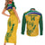 Custom South Africa Cricket Couples Matching Short Sleeve Bodycon Dress and Long Sleeve Button Shirt Go Champions World Cup Proteas - Wonder Print Shop