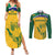 Custom South Africa Cricket Couples Matching Summer Maxi Dress and Long Sleeve Button Shirt Go Champions World Cup Proteas - Wonder Print Shop